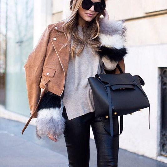 Women's Leather Wings Style Portable Large Capacity Shoulder Bags