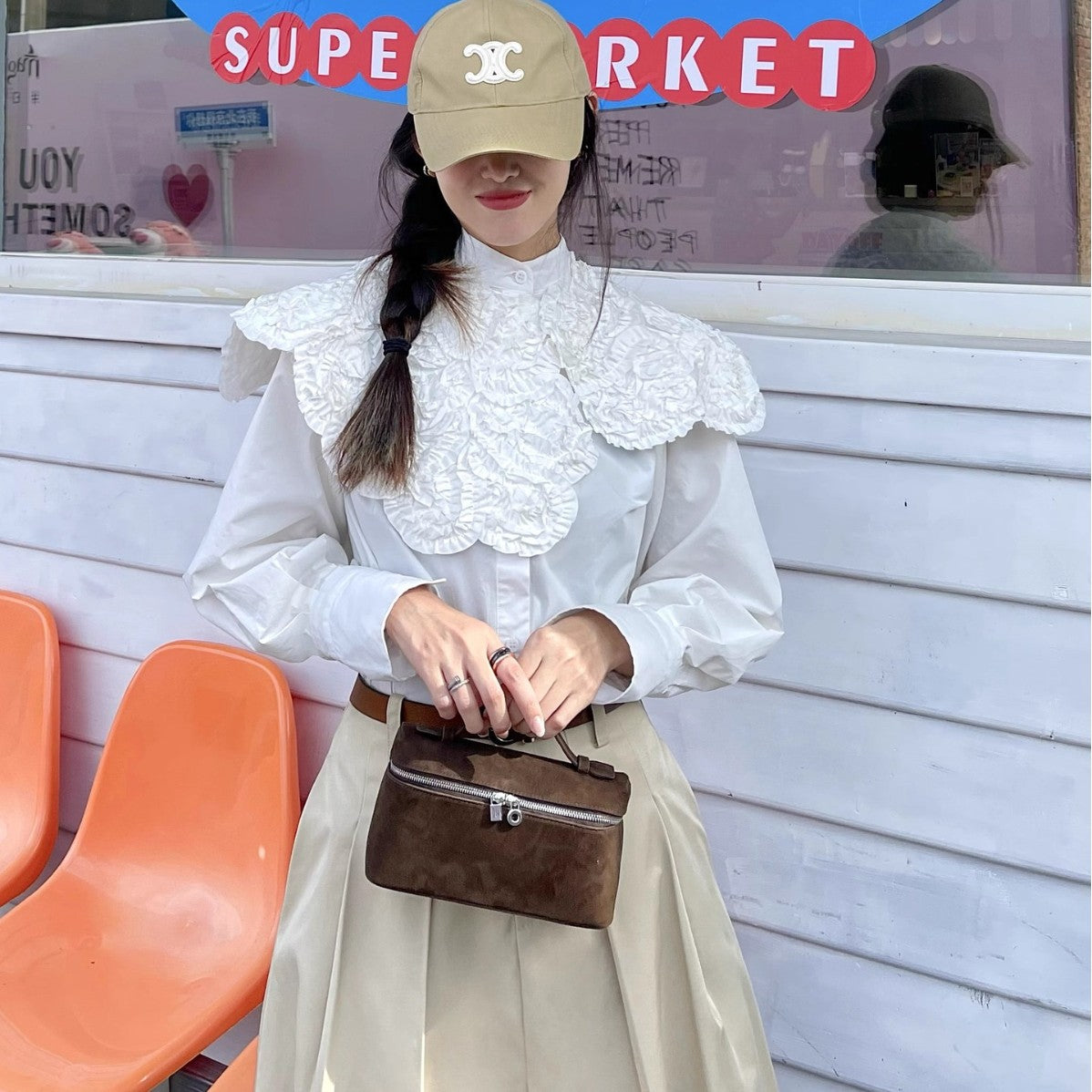 Women's Suede Lunch Box Genuine Leather Portable Bags