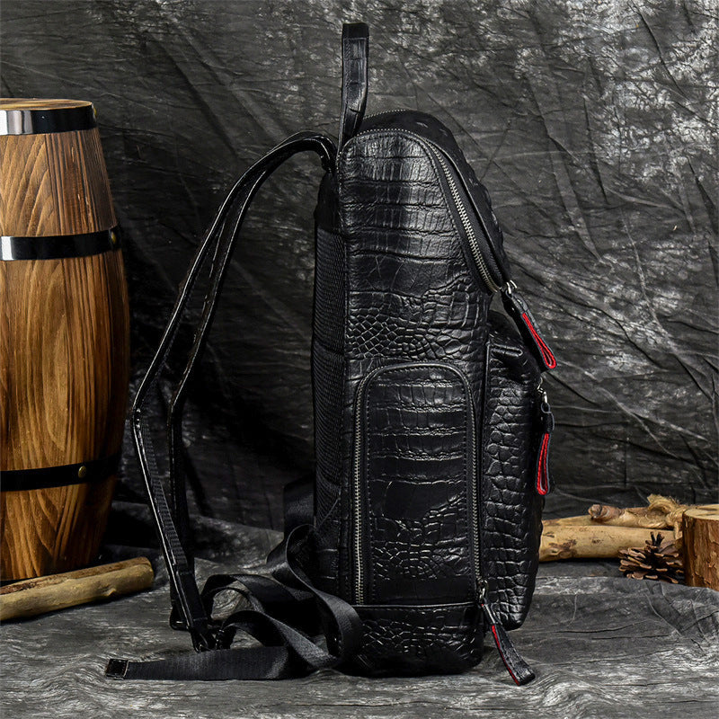 Men's Fashion Genuine Leather Crocodile Pattern Creative Backpacks