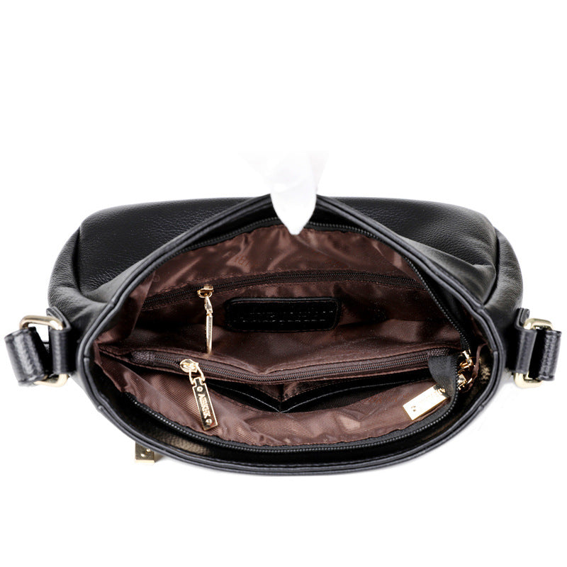 Women's Simple Mother's Soft Leather Large Capacity Crossbody Bags