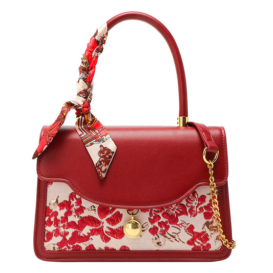 Red Wedding Bridal Rich Flowers Bloom Shoulder Bags