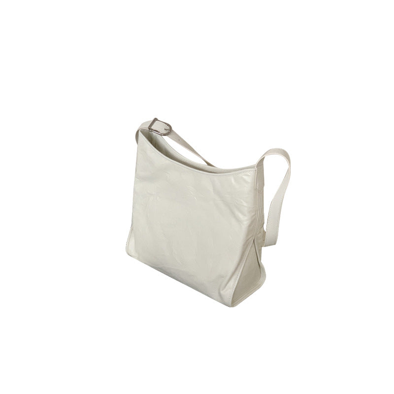 Women's Niche Leather Folds Scratch Pattern Cowhide Shoulder Bags