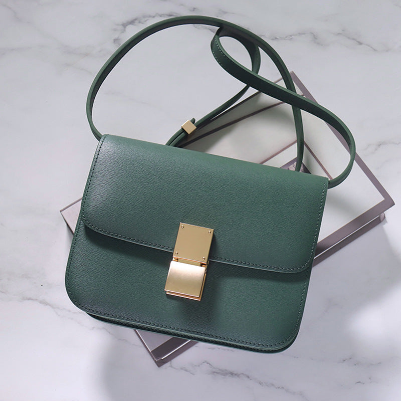 Women's Rub Grain Cowhide Leather Retro Toothpick Crossbody Bags