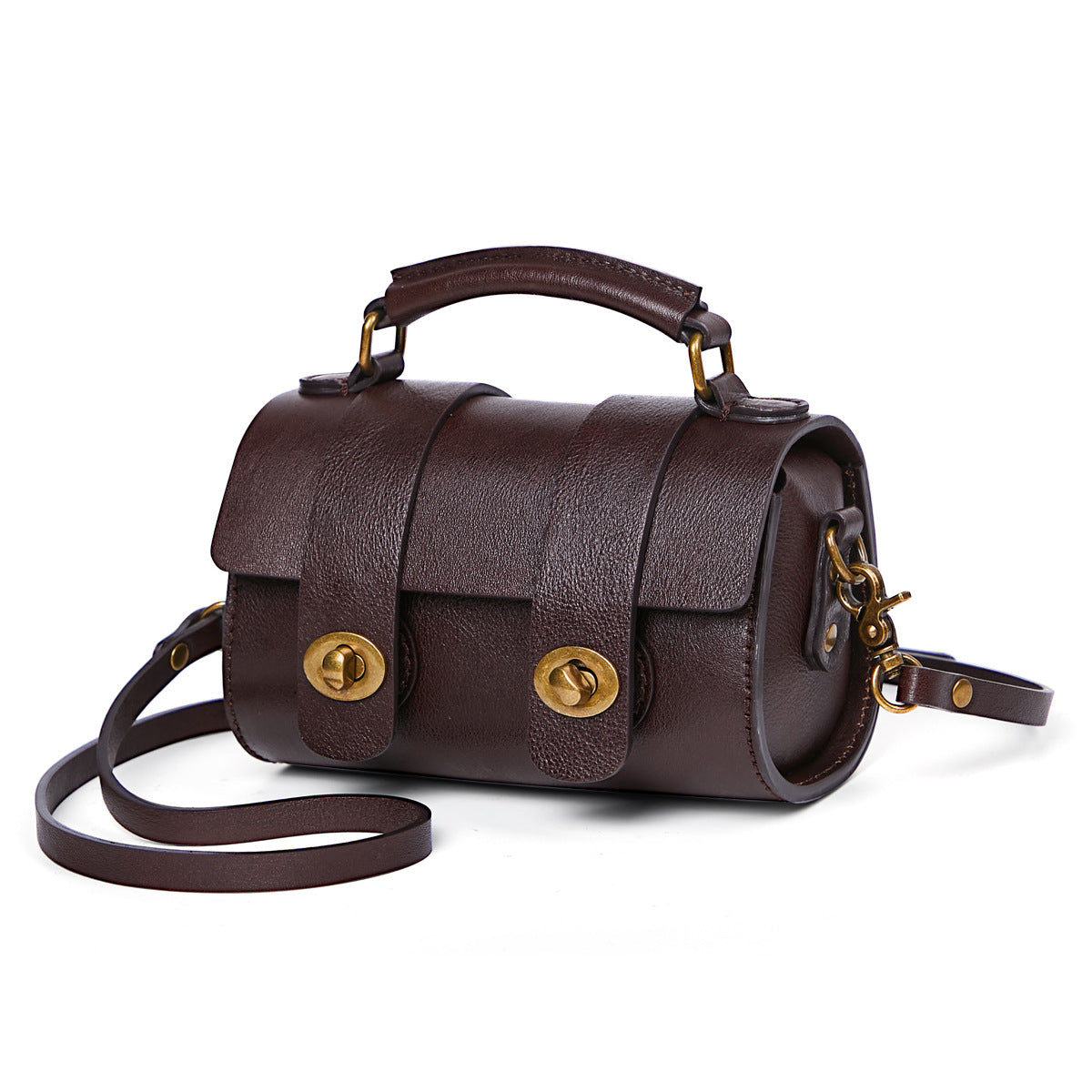 Women's Retro Genuine Leather Portable Round First Shoulder Bags
