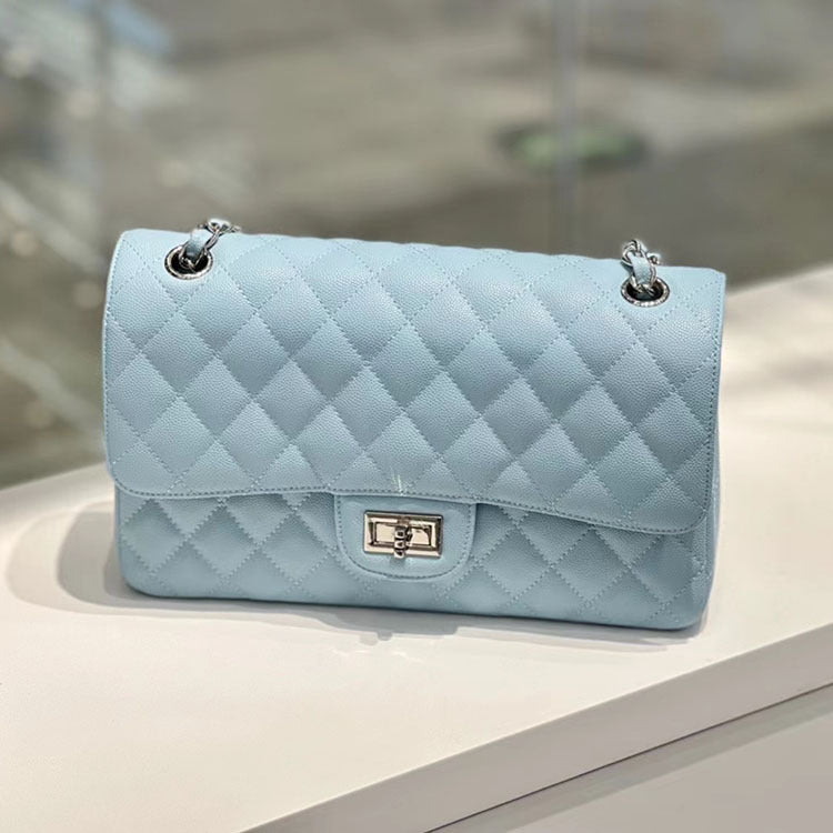 Women's Style Chain Cowhide Caviar Rhombus Underarm Crossbody Bags