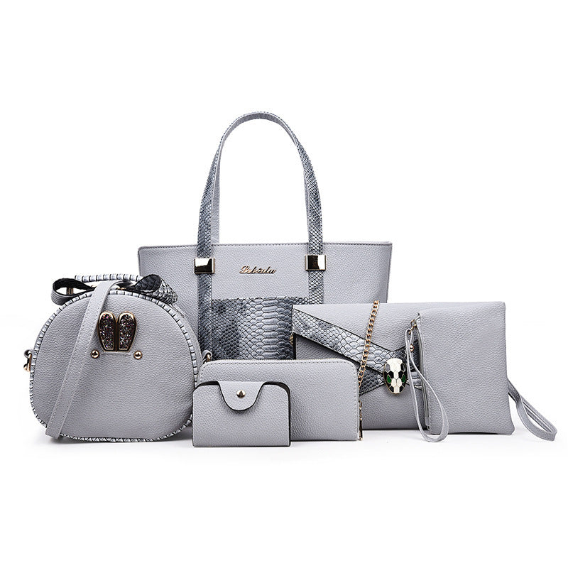 Women's Fashionable Embossed Snakeskin Pattern Portable Mother Shoulder Bags