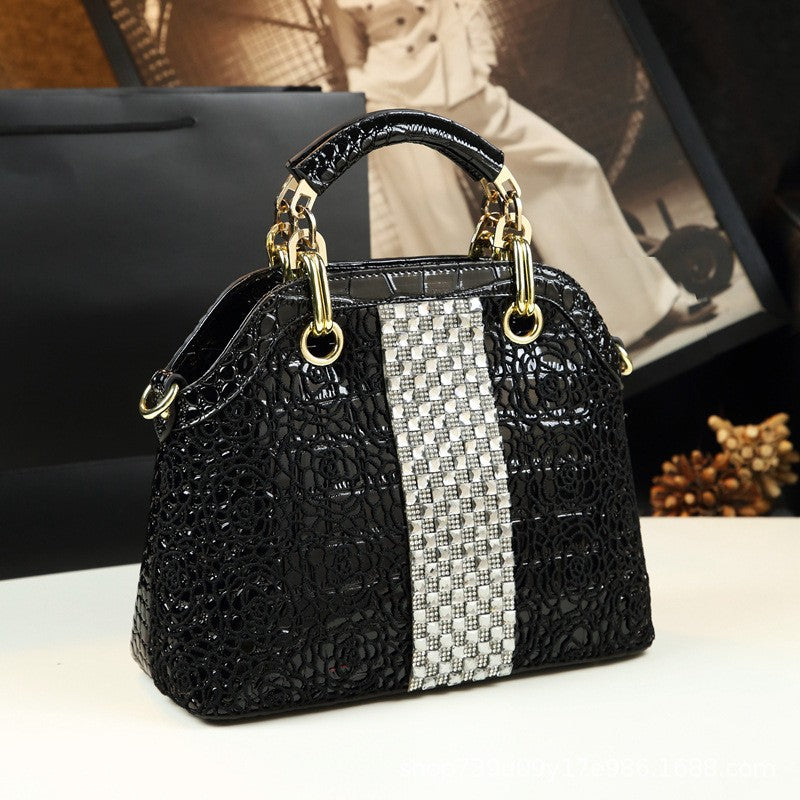 Women's Crocodile Pattern Elegant Mother Patent Leather Handbags