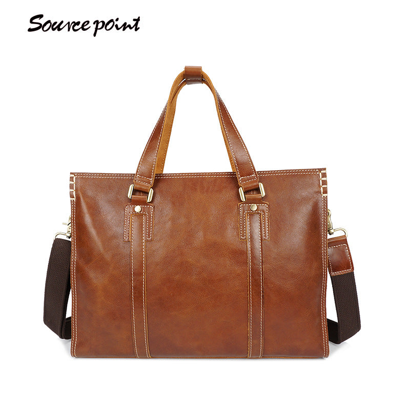 Men's Genuine Leather First Layer Cowhide Oil Men's Handbags