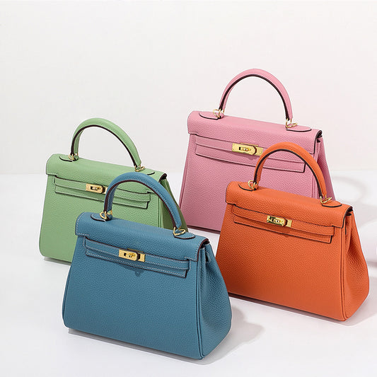 Women's Pattern First Layer Cowhide Kelly Genuine Shoulder Bags