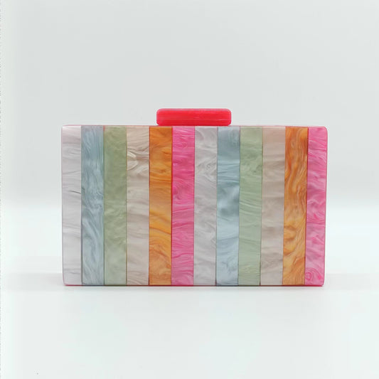 Women's Dinner Retro Splicing Trendy Acrylic Chain Evening Bags