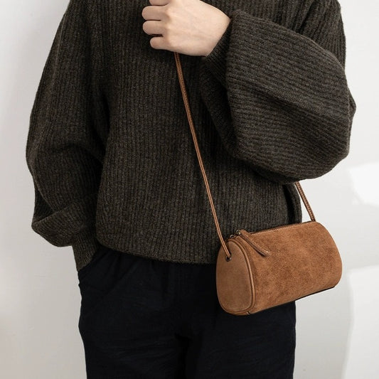 Women's Fashionable Suede Cowhide Genuine Leather Vintage Crossbody Bags