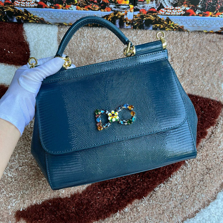 Women's Simple Miss Sicilian Lizard Pattern Portable Handbags