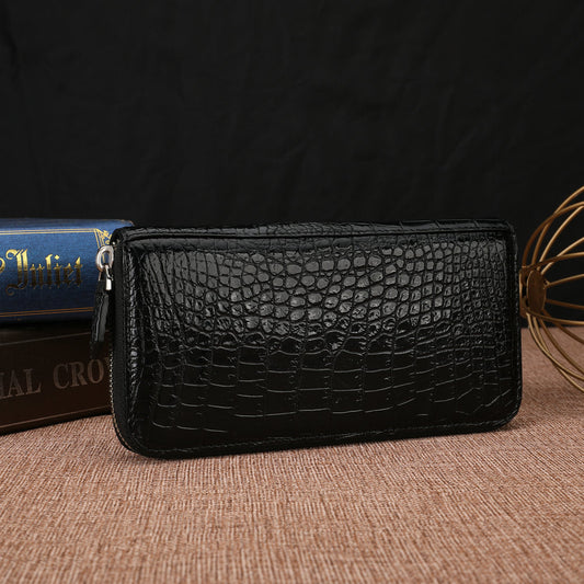 Men's Bright Crocodile Belly Clutch Leather Long Men's Handbags
