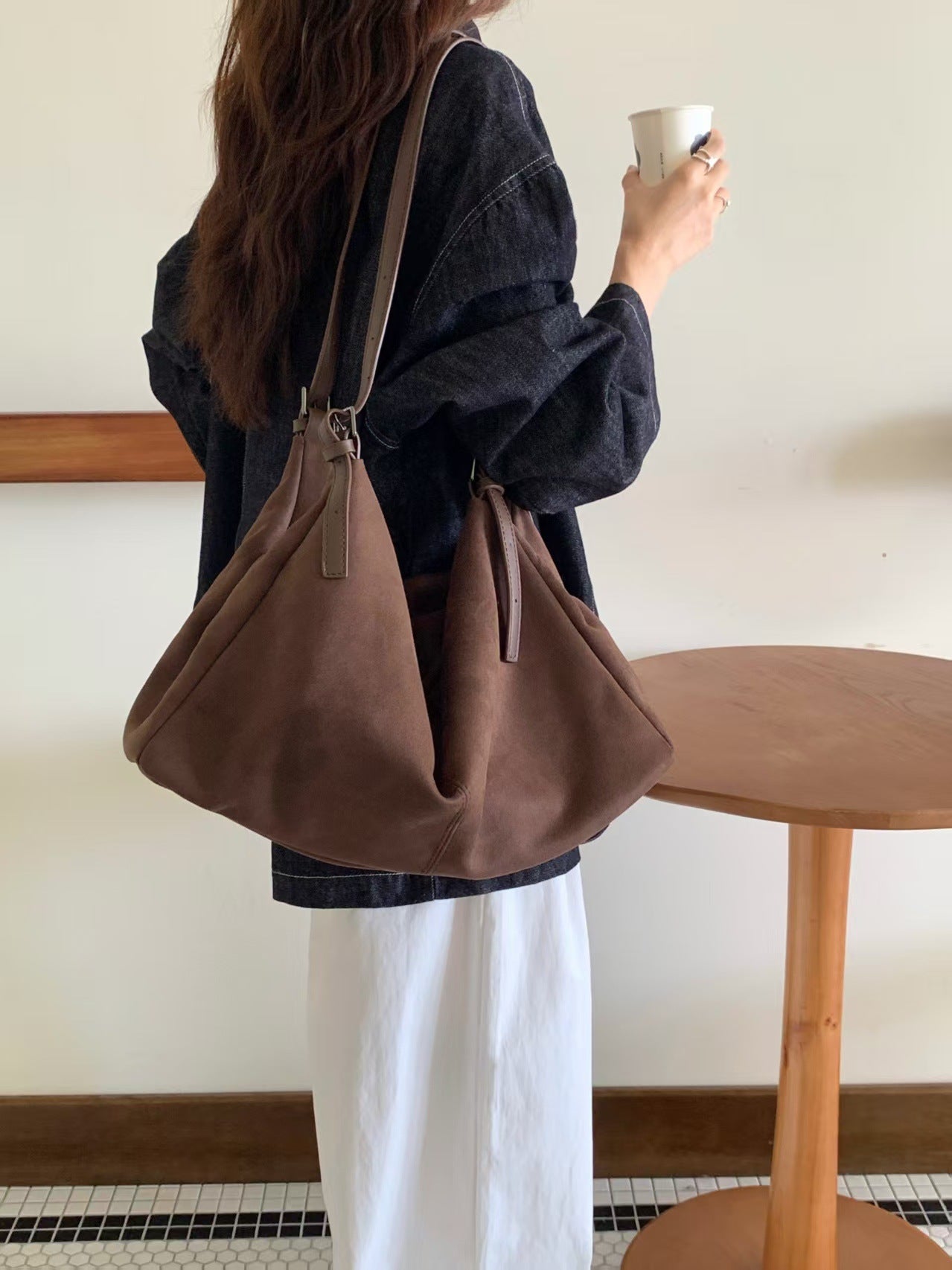 Fashion Suede Soft Leather Classic Style Tote Bags