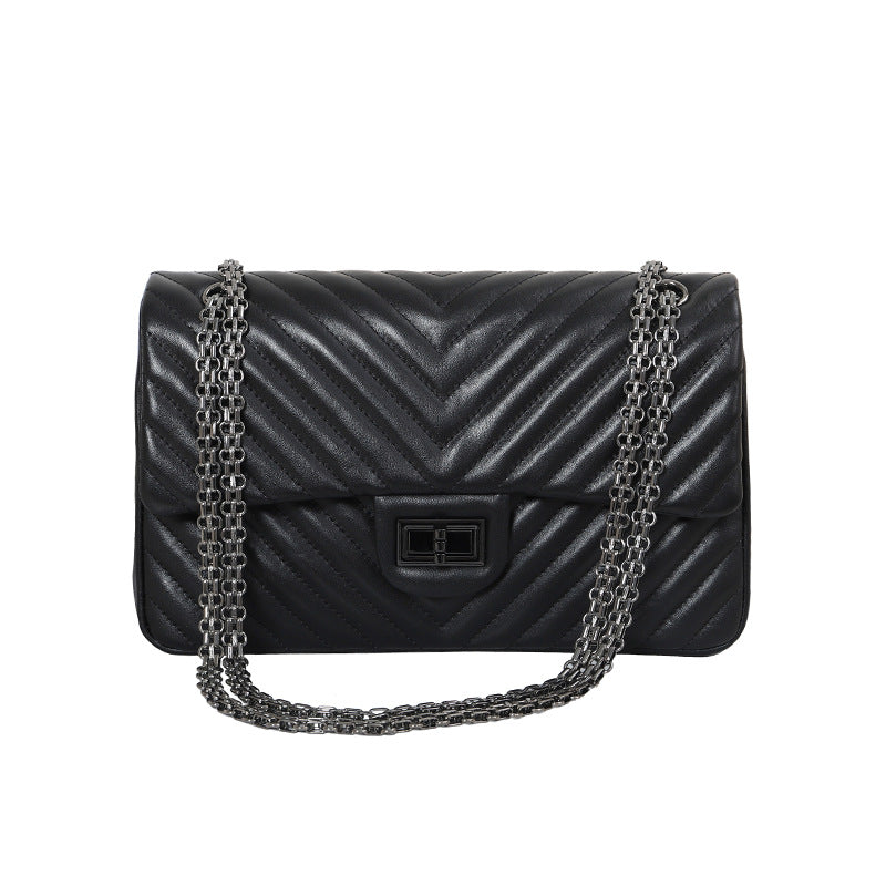 Diamond Pattern Chain Genuine Leather Fashion Bags