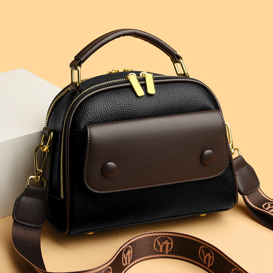 Women's Contrast Color Wide Strap Simple Crossbody Bags