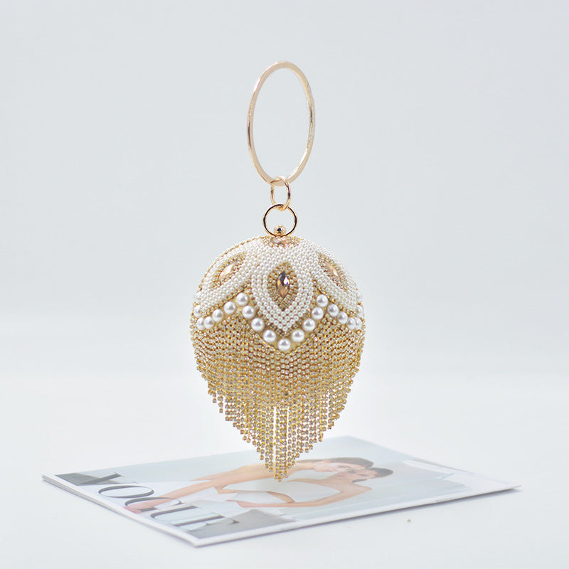 Women's Rhinestone Round Spherical Pearl Nightclub Disco Evening Bags