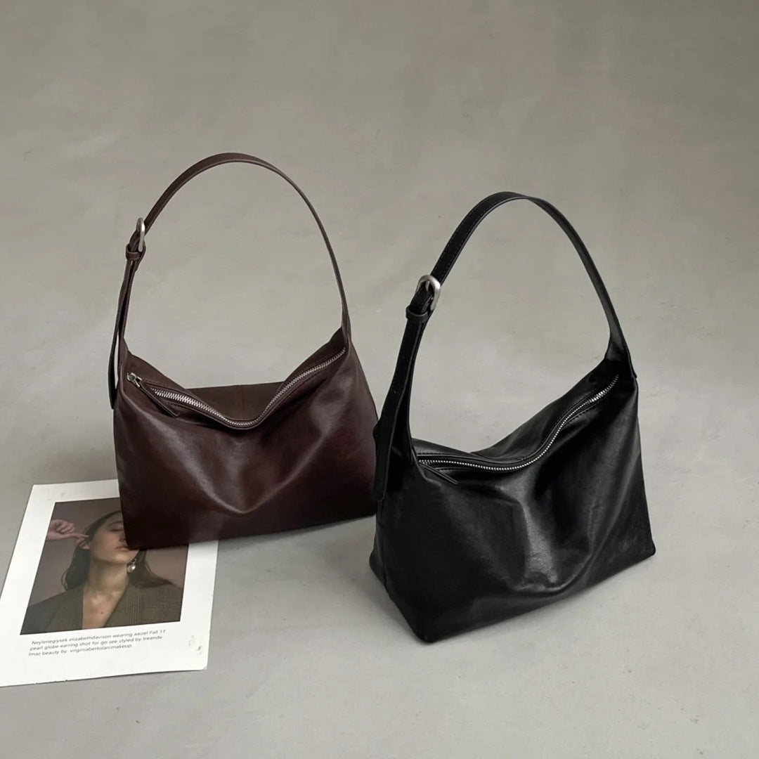 Women's Vegetable Tanned Leather Cattle Genuine Underarm For Large Shoulder Bags