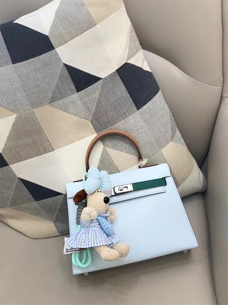 Women's Color Matching Contrast Kelly Cowhide Elegant Bags