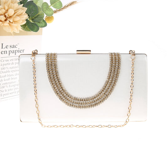 Elegant Long U-shaped Rhinestone Simple Banquet Handbags