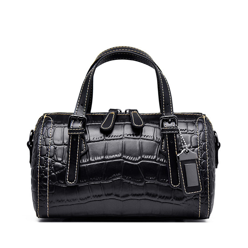 Women's Fashion Boston Crocodile Pattern Cowhide Crossbody Bags