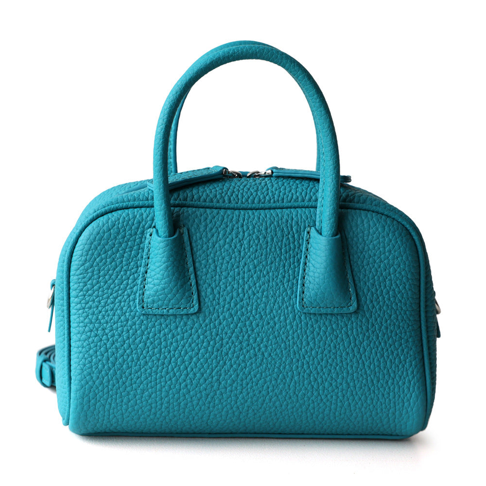 Women's Korean Style First Layer Cowhide Bowling Handbags