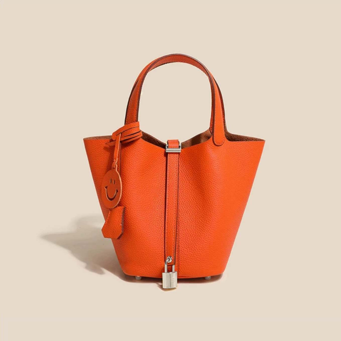 Women's Layer Cowhide Vegetable Basket Versatile Genuine Handbags