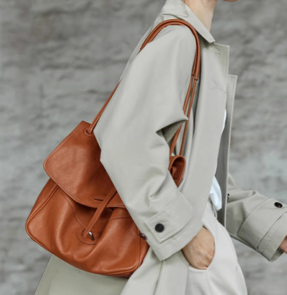 Women's Tanning Leather Niche Retro Commuter Shoulder Bags