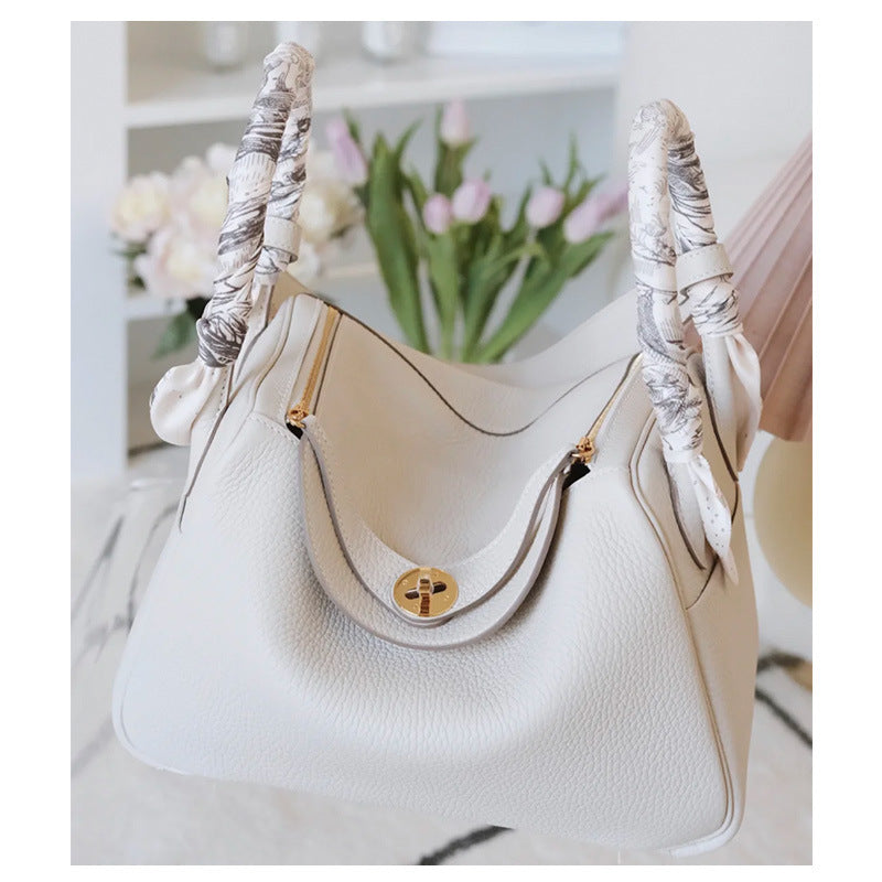 Women's First Layer Cowhide Lychee Pattern Lindy Shoulder Bags