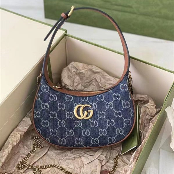 Women's Fashion Printed High-grade Crescent Moon French Crossbody Bags