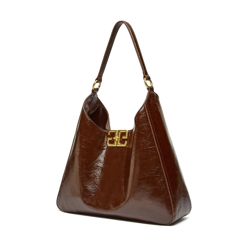 Women's First Layer Cowhide Underarm High-grade Portable Big Crossbody Bags