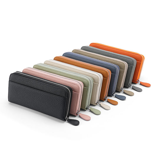 Women's Swiping Leather Long Style Expanding Clutch Handbags