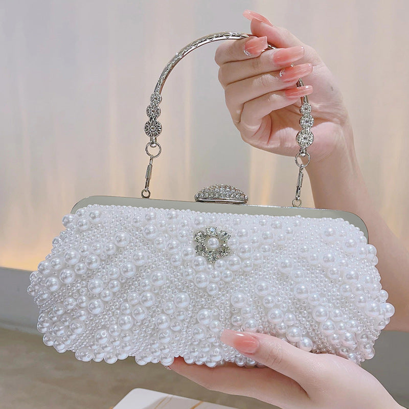 Women's Pearl Handmade Beaded Elegant Clutch Dress Evening Bags
