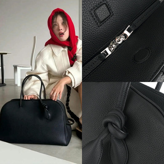 Graceful Fashionable Knotted Design Boston Litchi Shoulder Bags