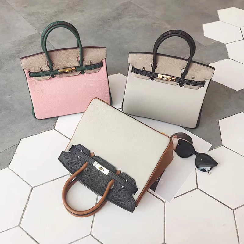 Matching Fashion Top Layer Litchi Grain Cowhide Shoulder Bags