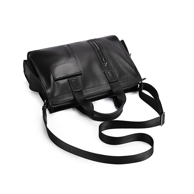 Men's Top Layer Cow Leather Computer Large Capacity Men's Handbags