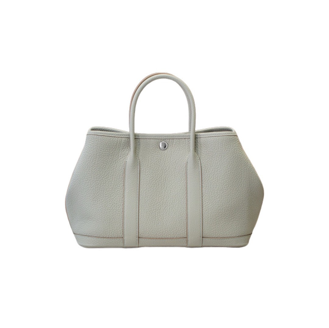 Layer Cowhide Glacier White Stainless Steel Hardware Handbags