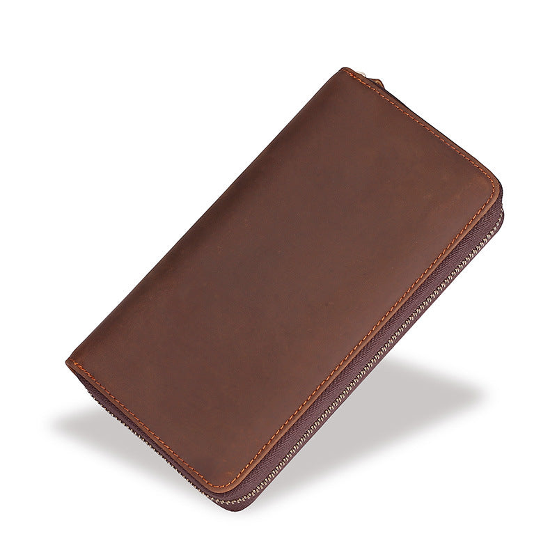 Men's Genuine Leather Zip Clutch Business Cowhide Men's Handbags