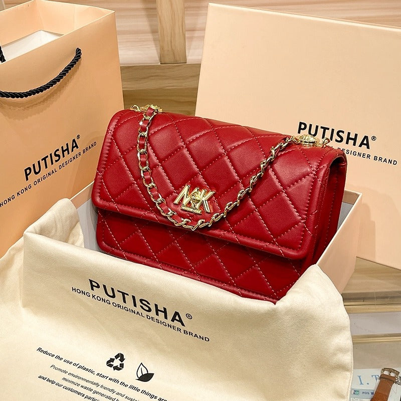 Women's Genuine Leather Trendy Classic Style Rhombus Crossbody Bags