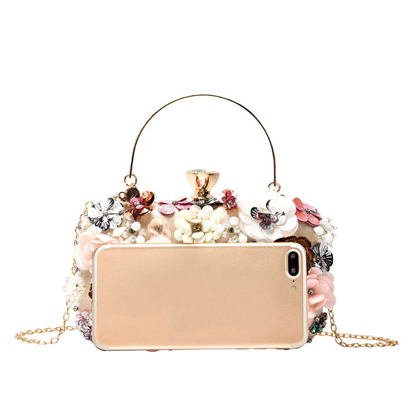 Handmade Pearl Embroidery Flowers Banquet Lady Evening Bags
