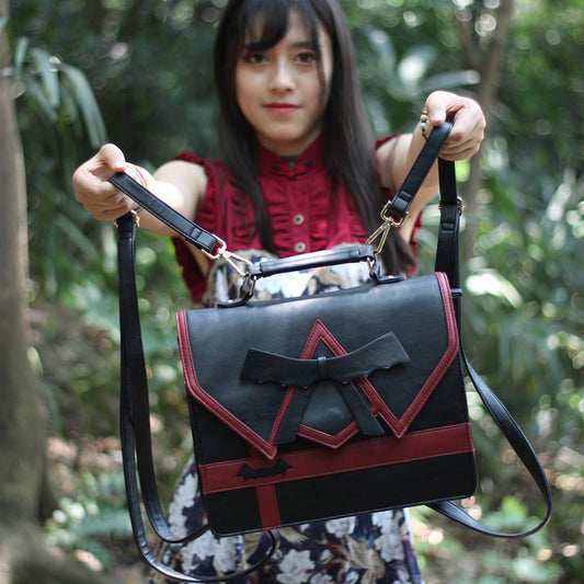 Women's College Style Bowknot Embroidery Uniform Handbags