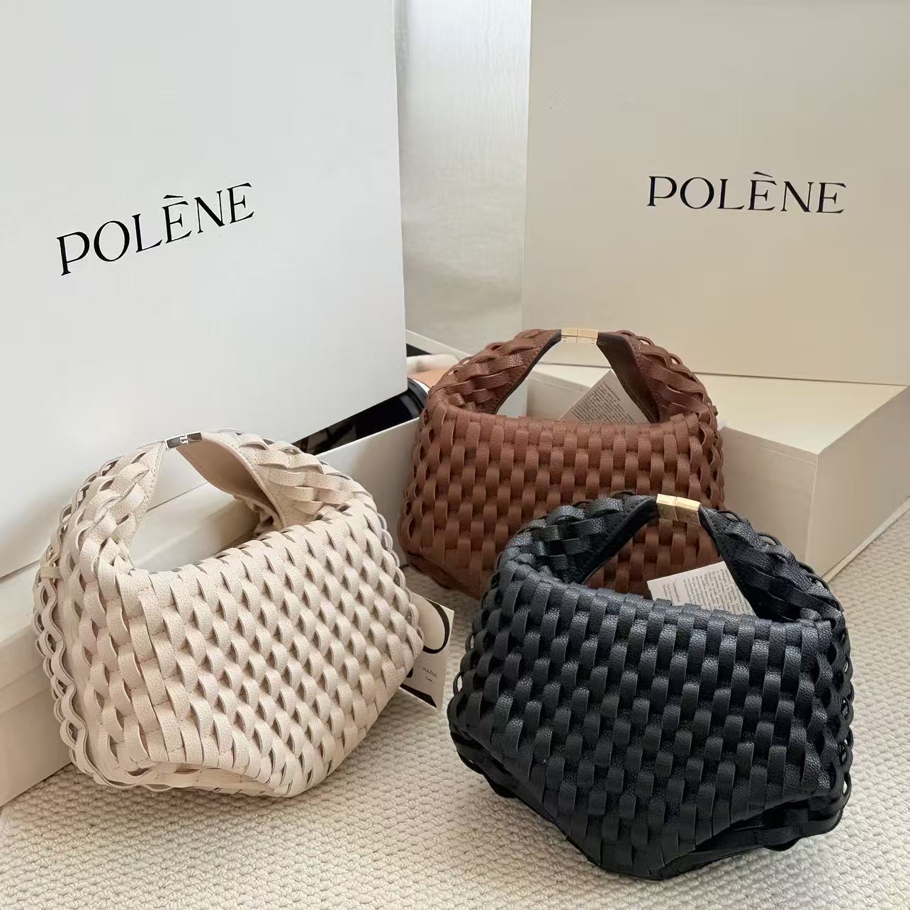 Comfortable Women's French Woven Genuine Leather Shoulder Bags