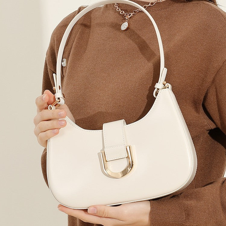 Women's Fashion Commuter Cowhide Baguette Underarm Versatile Crossbody Bags