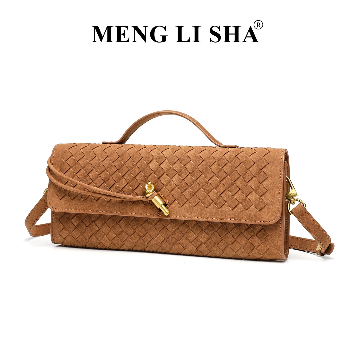 Frosted Suede Hand-woven Baguette Commute Leisure Shoulder Bags