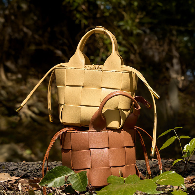 Genuine Leather Woven High-grade Vegetable Basket Bags