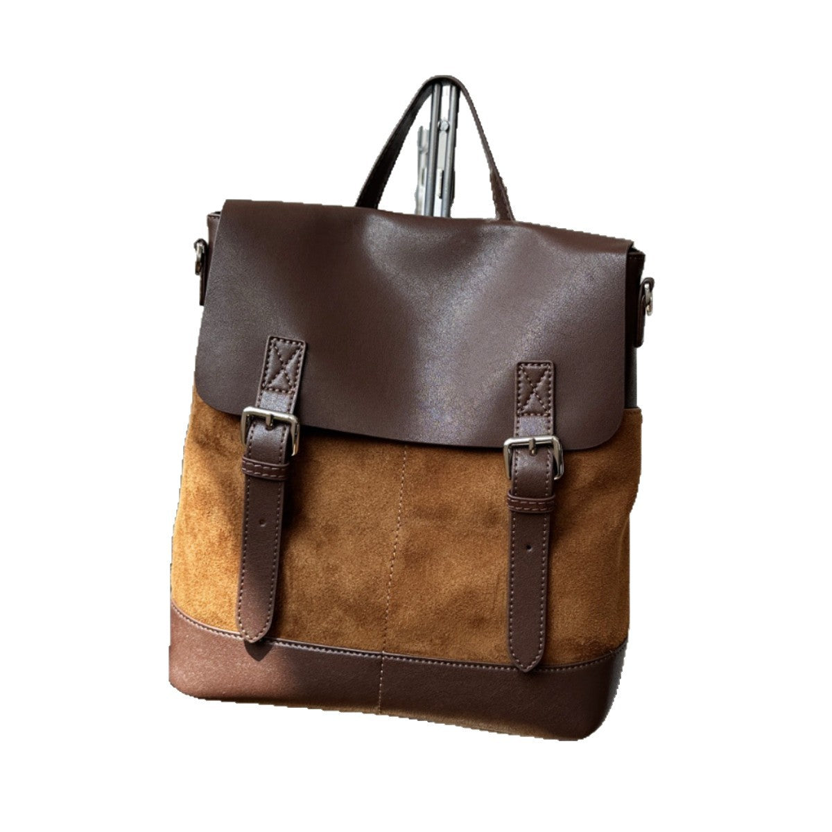 Matte Leather Contrast Color Large Capacity Backpacks