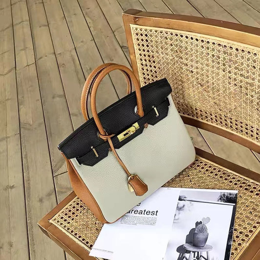 Matching Fashion Top Layer Litchi Grain Cowhide Shoulder Bags