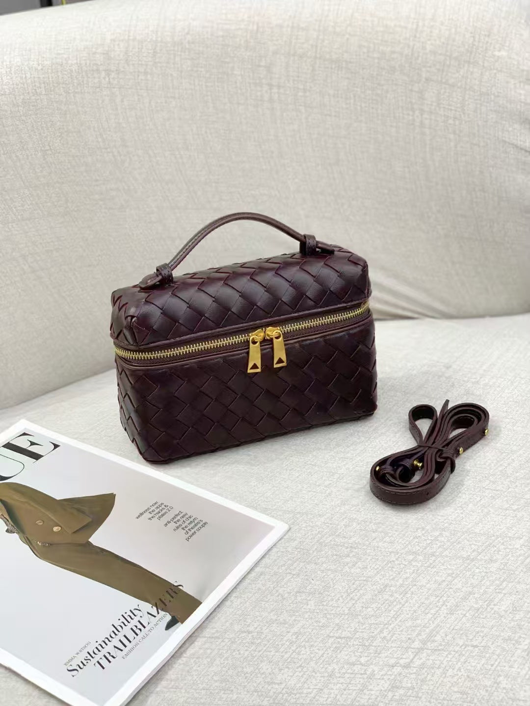 Leather Hand-woven Vintage Weave Lunch Box Backpacks