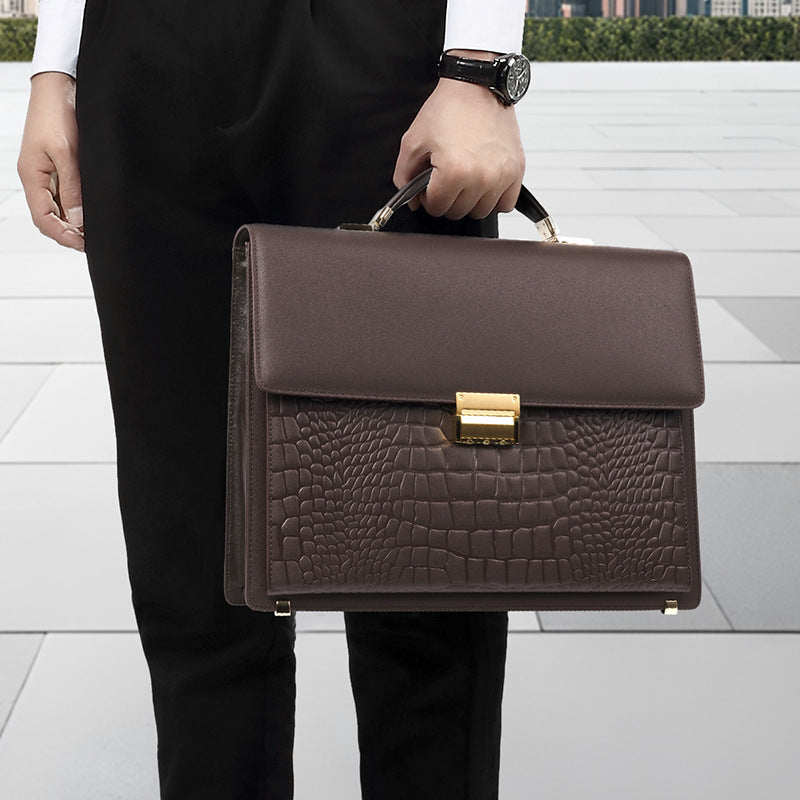 Men's Business Commute Password Computer Cowhide Men's Handbags