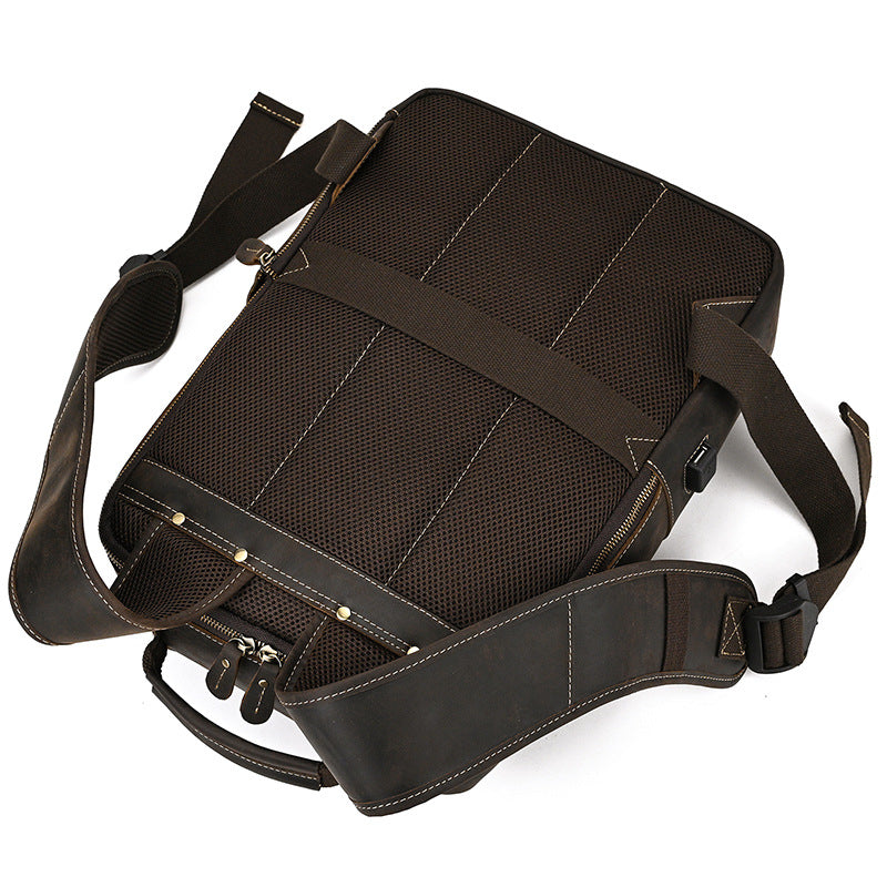 Crazy Horse Leather Inch Large Capacity Backpacks